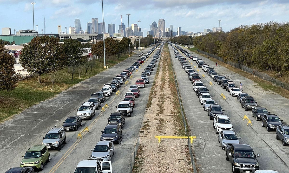 Thousands Of Cars Line Up To Collect From Texas Food Bank